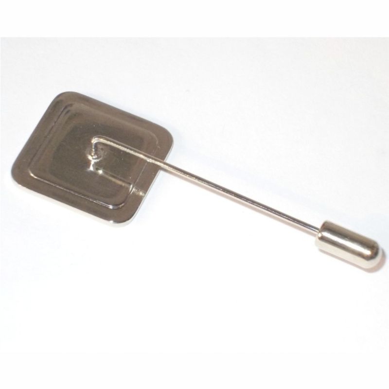 Stick Pin Blank 16mm Square Silver and print dome